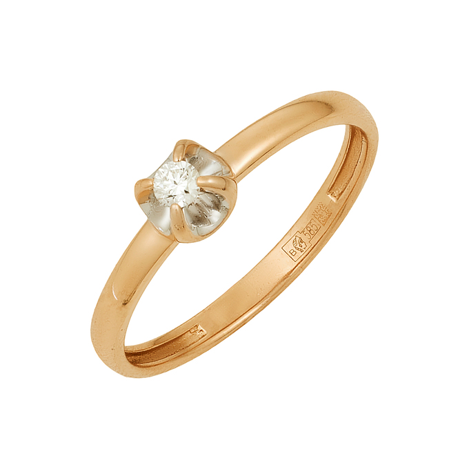 Кольцо из золота 585 пробы c бриллиантом