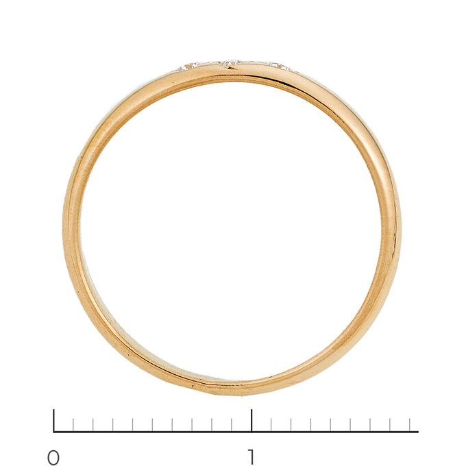 Кольцо из красного золота 585 пробы c 3 бриллиантами