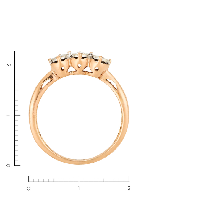 Кольцо из комбинированного золота 585 пробы c 3 бриллиантами, Л 3506 5063 за 13200