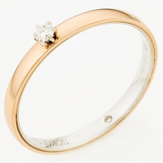 Кольцо из комбинированного золота 585 пробы c 2 бриллиантами, Л61020117 за 6450