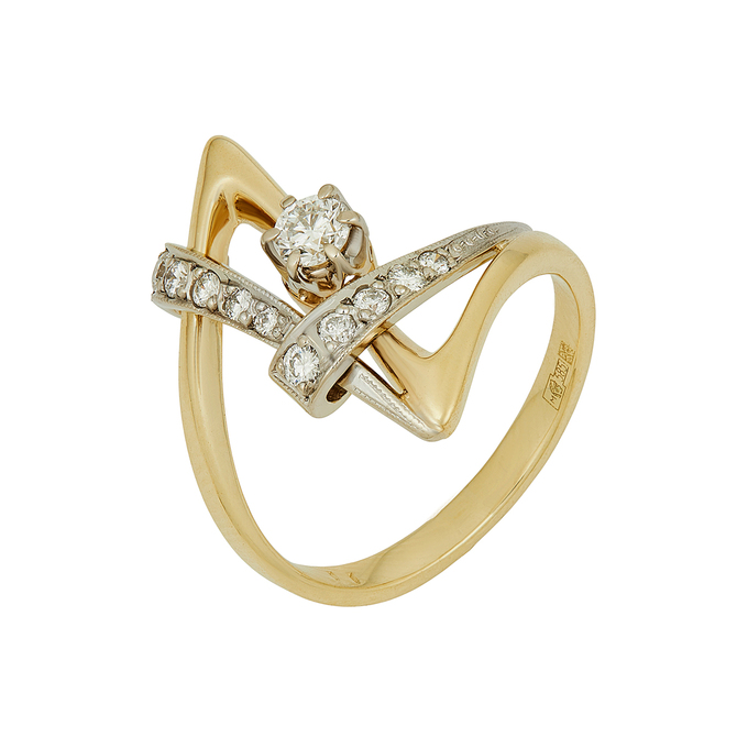 Кольцо из золота 585 пробы c бриллиантами