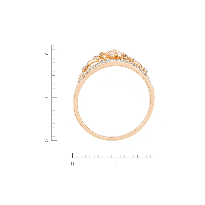 Кольцо из красного золота 585 пробы c 26 бриллиантами и 1 топазом
