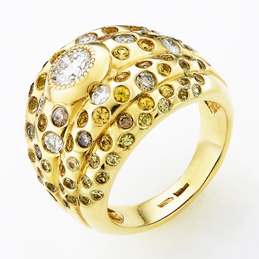 Кольцо из желтого золота 585 пробы c 17 бриллиантами и 84 цвет. сапфирами Л28053218 фото 1