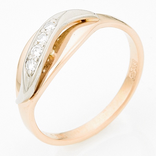 Кольцо из комбинированного золота 583 пробы c 4 бриллиантами Л62011938 фото 1