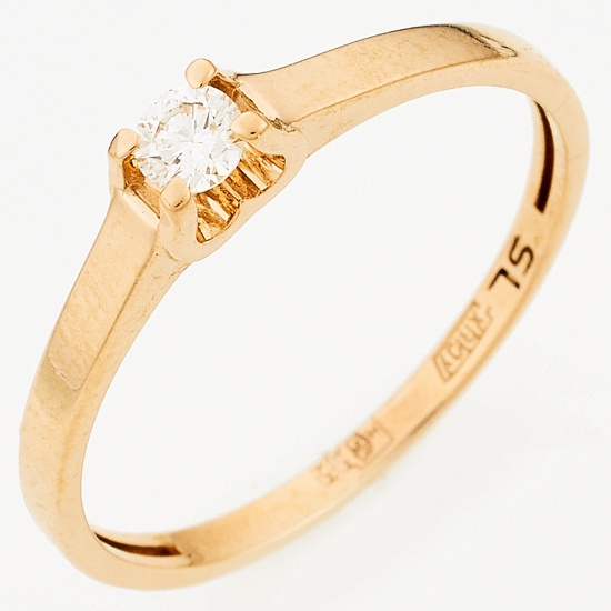 Кольцо из красного золота 585 пробы c 1 бриллиантом, Л08077815 за 11000