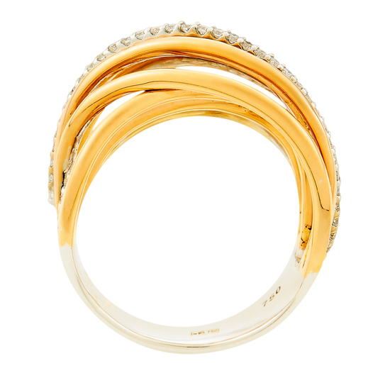 Кольцо из комбинированного золота 750 пробы c 63 бриллиантами, Л28087458 за 80000