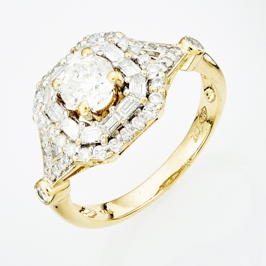 Кольцо из комбинированного золота 585 пробы c 53 бриллиантами 129991 фото 1