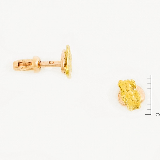 Пусеты из комбинированного золота 585 пробы c 2 самородками