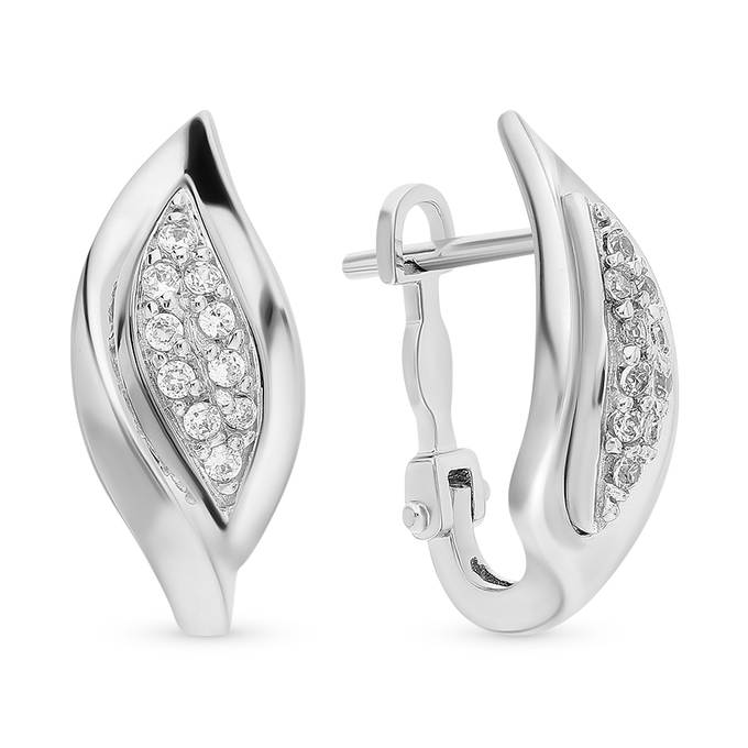 Серьги из белого золота 585 пробы c фианитами