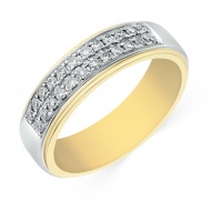 Кольцо обручальное из комбинированного золота 585 пробы c 24 бриллиантами
