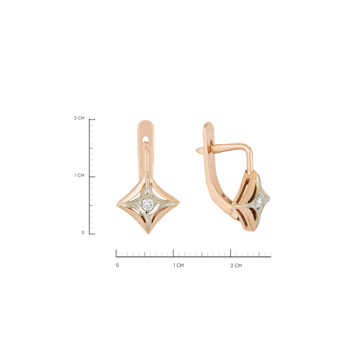 Серьги из золота 583 пробы c 3 бриллиантами, Л 2508 6575 за 35920