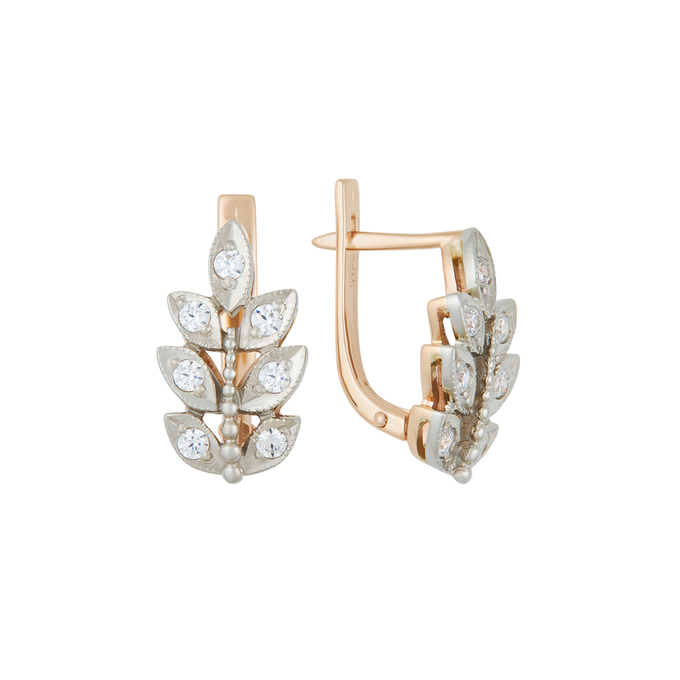 Серьги из золота 585 пробы c фианитами