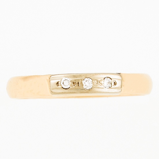 Кольцо из комбинированного золота 585 пробы c 3 бриллиантами и 3 бриллиантами, Л28082734 за 10500
