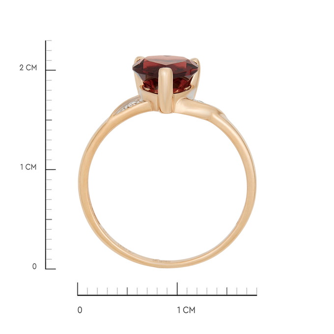 Кольцо из золота 585 пробы c гранатом и бриллиантами, Л 7000 9179 за 18800