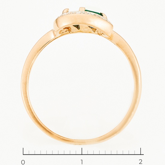 Кольцо из комбинированного золота 585 пробы c 3 бриллиантами и 2 изумрудами, Л11147792 за 10250