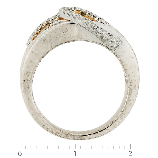 Кольцо из комбинированного золота 750 пробы c 44 бриллиантами, Л63019155 за 89000