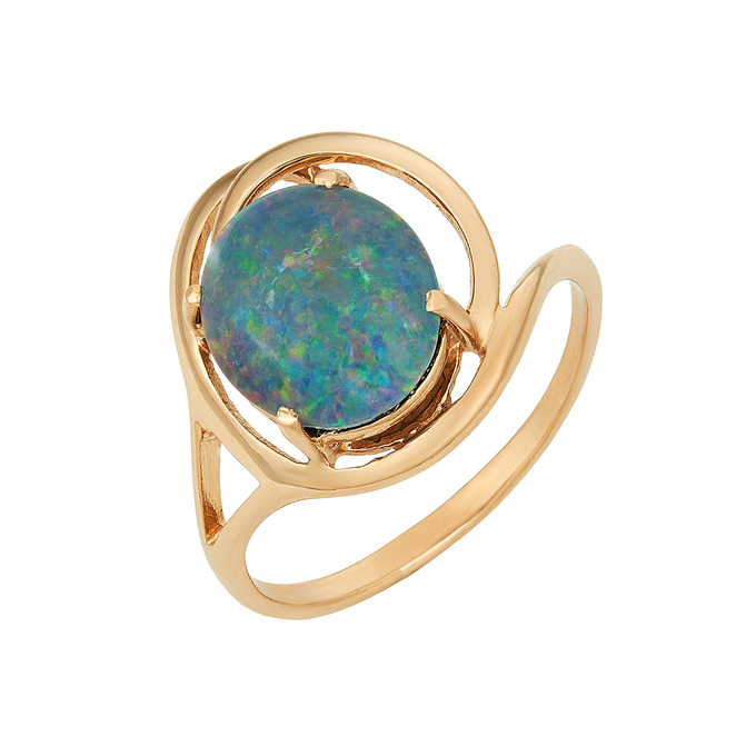 Кольцо из золота 585 пробы c дуплетами, опалом и кварцем, Л 4807 4926 за 32400