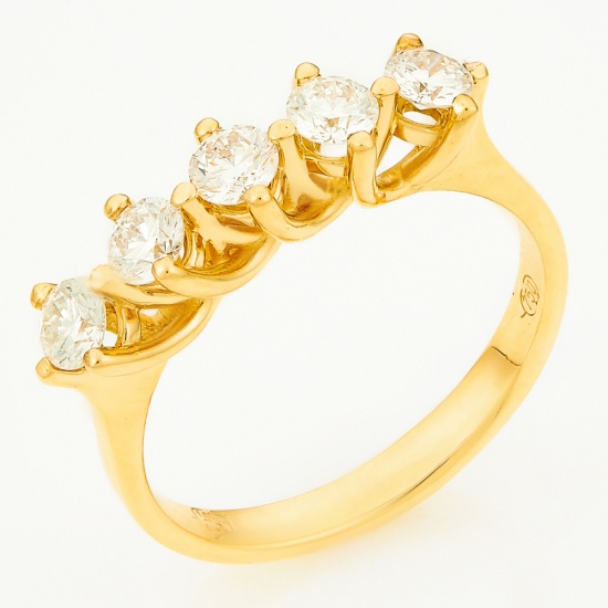 Кольцо из желтого золота 750 пробы c 5 бриллиантами, Л28078352 за 139000