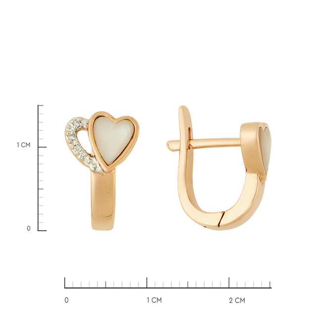 Серьги из золота 585 пробы c бриллиантами и перламутром