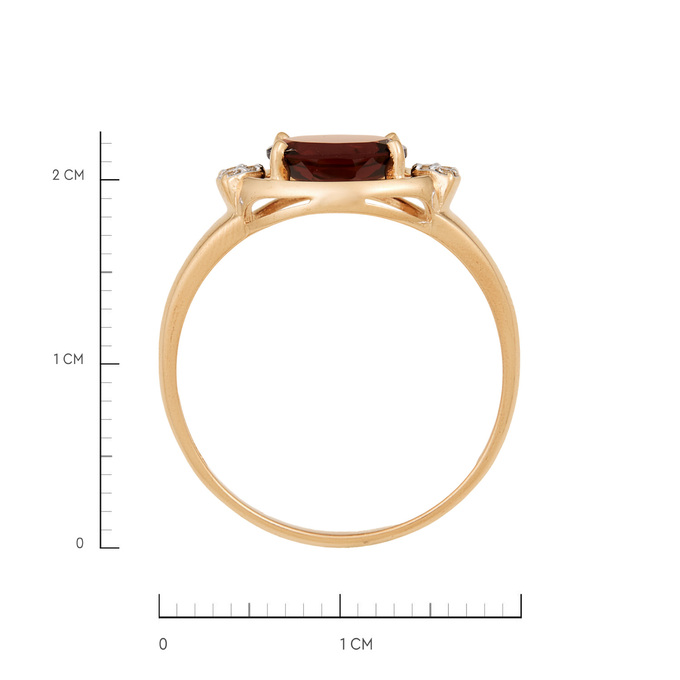 Кольцо из золота 585 пробы c гранатом и фианитами, Л 6002 5906 за 23700