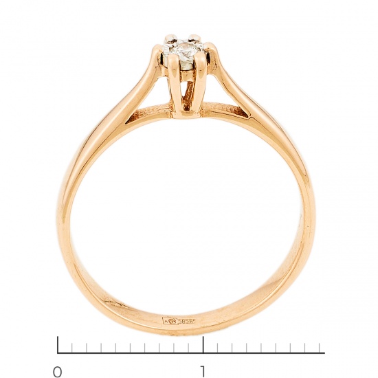 Кольцо из комбинированного золота 585 пробы c 1 бриллиантом, Л09073749 за 7450