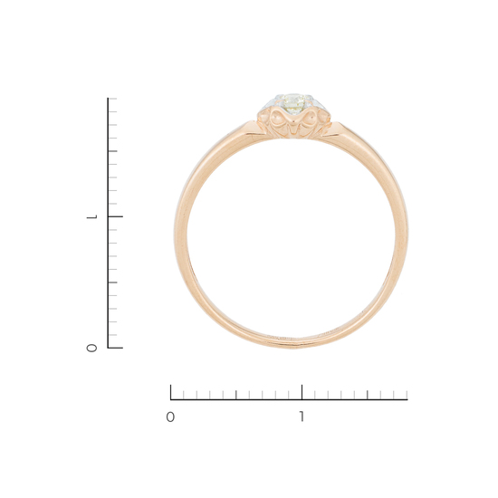 Кольцо из комбинированного золота 585 пробы c 1 бриллиантом, Л32085039 за 11130