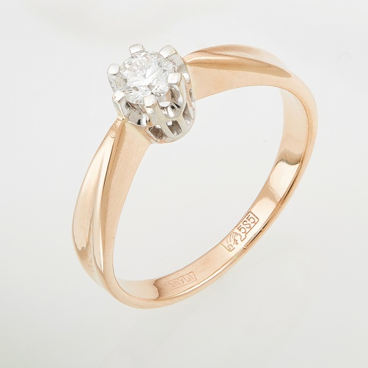 Кольцо из комбинированного золота 585 пробы c 1 бриллиантом Л11128224 фото 1
