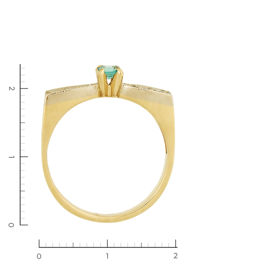 Кольцо из комбинированного золота 585 пробы c 6 бриллиантами и 1 изумрудом, Л39103504 за 23200