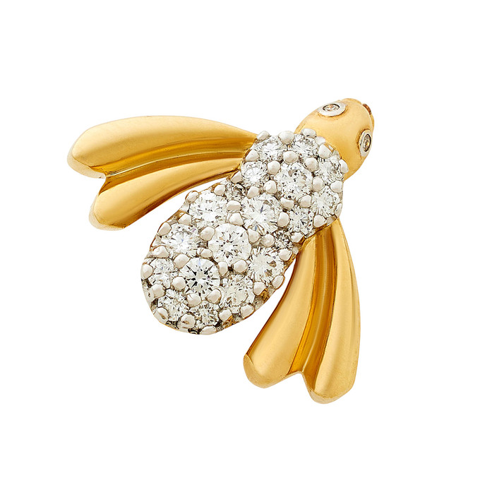 Брошь из золота 585 пробы c бриллиантами