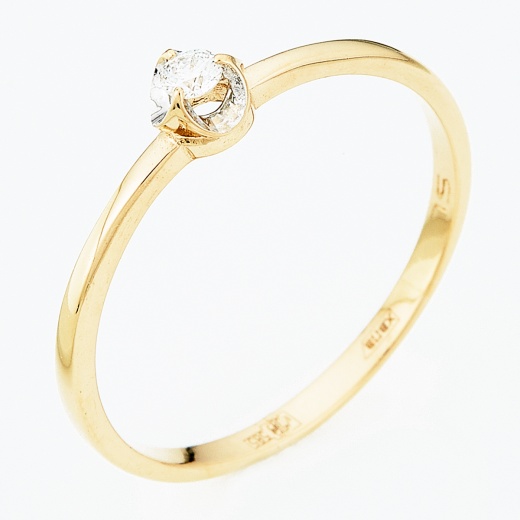 Кольцо из комбинированного золота 585 пробы c 1 бриллиантом Л54045390 фото 1