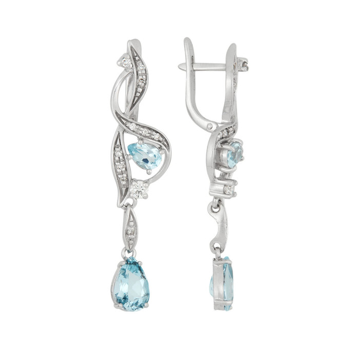 Серьги из золота 585 пробы с топазами и бриллиантами, Л 2415 6248 за 107000