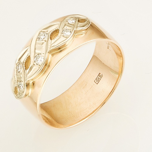 Кольцо из комбинированного золота 583 пробы c 6 бриллиантами Л11130865 фото 1