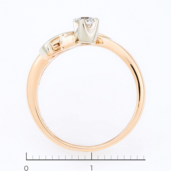 Кольцо из комбинированного золота 585 пробы c 1 бриллиантом, Л70003895 за 18515