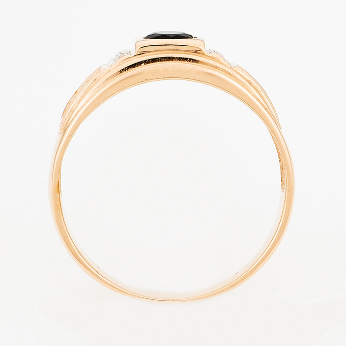 Кольцо из красного золота 585 пробы c фианитами и 1 камнем синтетическим