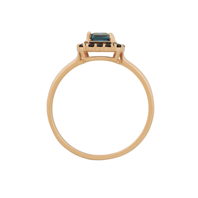 Кольцо из золота 585 пробы c топазом Лондон и синтетическими камнями