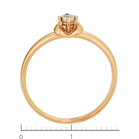 Кольцо из комбинированного золота 585 пробы c 1 бриллиантом, Л39096111 за 12720