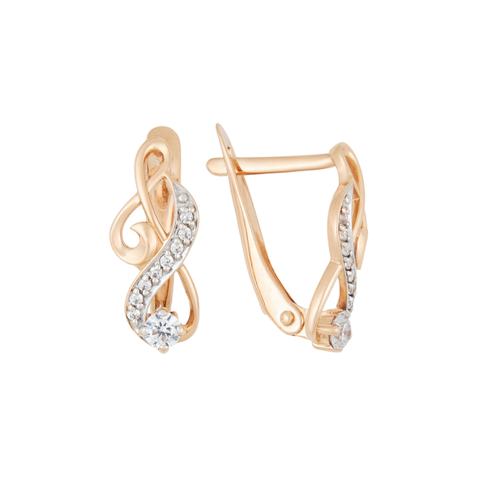 Серьги из золота 585 пробы c фианитами