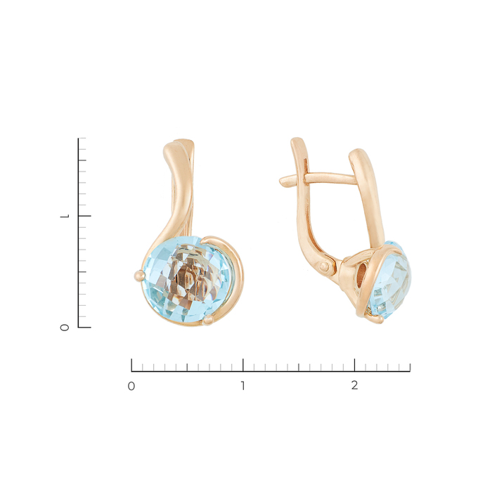 Серьги из красного золота 585 пробы c 2 топазами