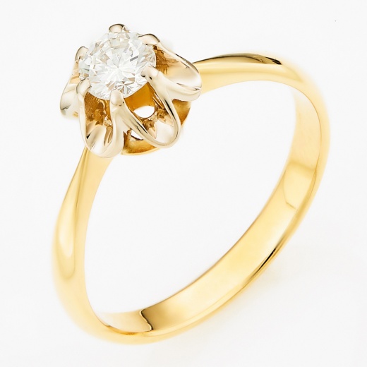 Кольцо из комбинированного золота 750 пробы c 1 бриллиантом Л09098875 фото 1