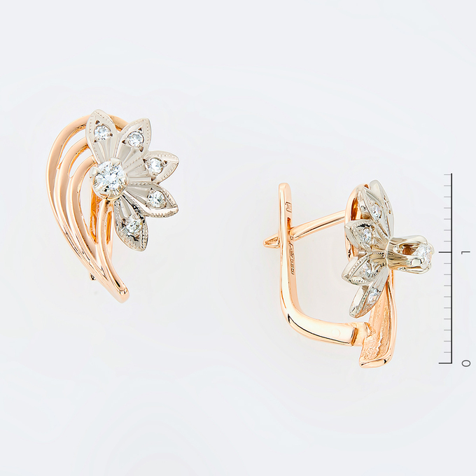 Серьги из золота 585 пробы c 12 бриллиантами
