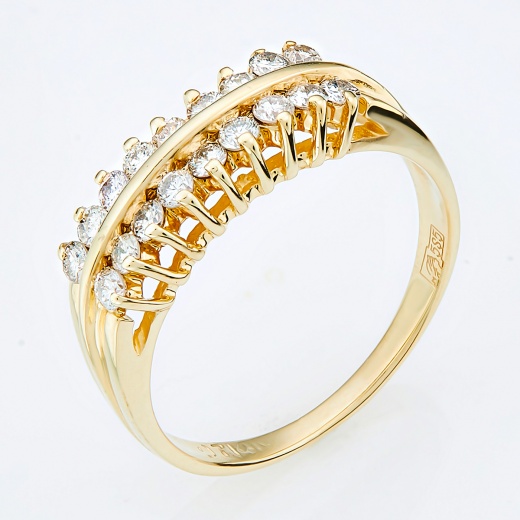 Кольцо из желтого золота 585 пробы c 18 бриллиантами 139751 фото 1