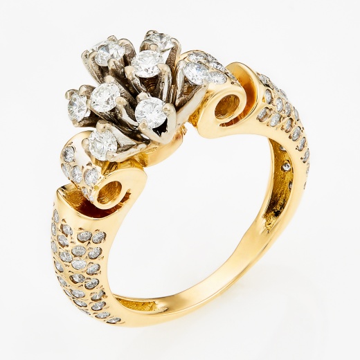Кольцо из комбинированного золота 750 пробы c 105 бриллиантами Л20093763 фото 1