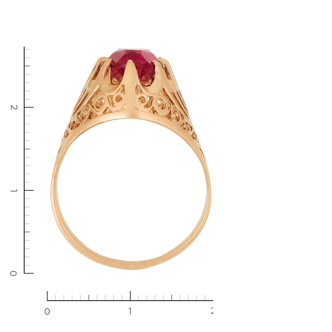 Кольцо из красного золота 583 пробы c 1 корундом