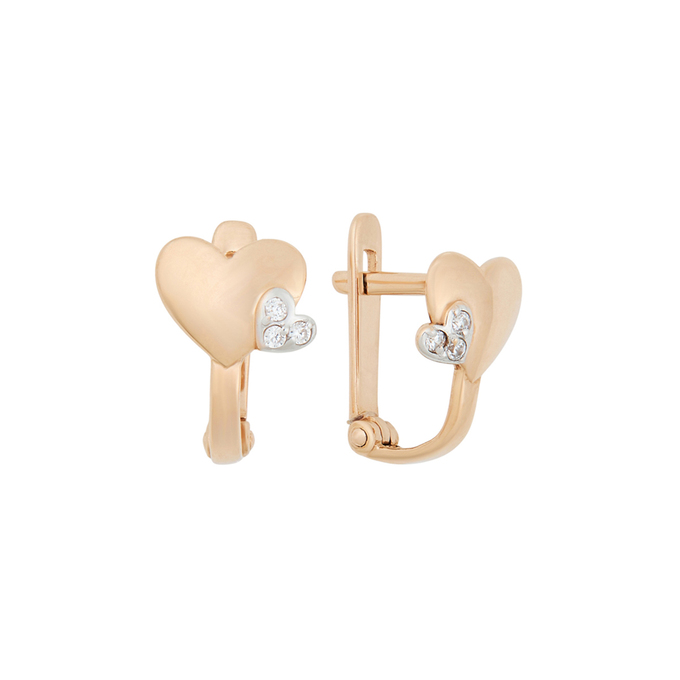 Серьги из золота 585 пробы c фианитами