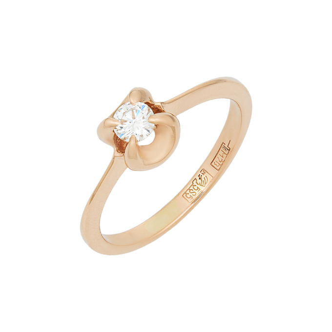 Кольцо из золота 585 пробы c бриллиантом