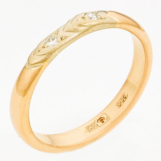 Кольцо из комбинированного золота 585 пробы c 2 бриллиантами, Л60018505 за 17700