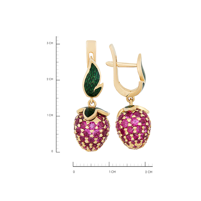 Серьги из золота 750 пробы c рубинами и эмалью, К 0000 5150 за 145000