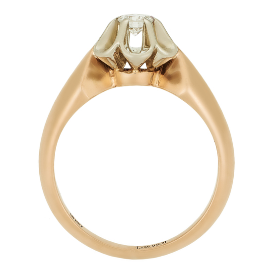 Кольцо из комбинированного золота 583 пробы c 1 бриллиантом, Л76008616 за 37730