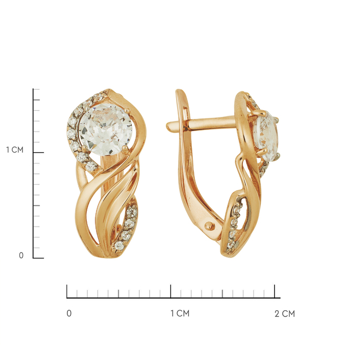 Серьги из золота 585 пробы c фианитами