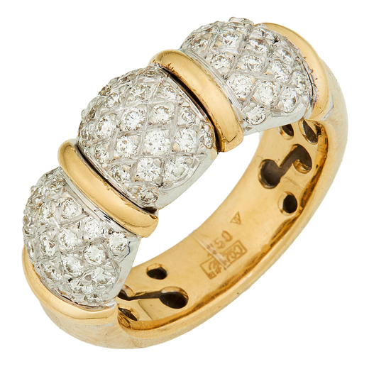 Кольцо из комбинированного золота 750 пробы c 69 бриллиантами Л45070817 фото 1